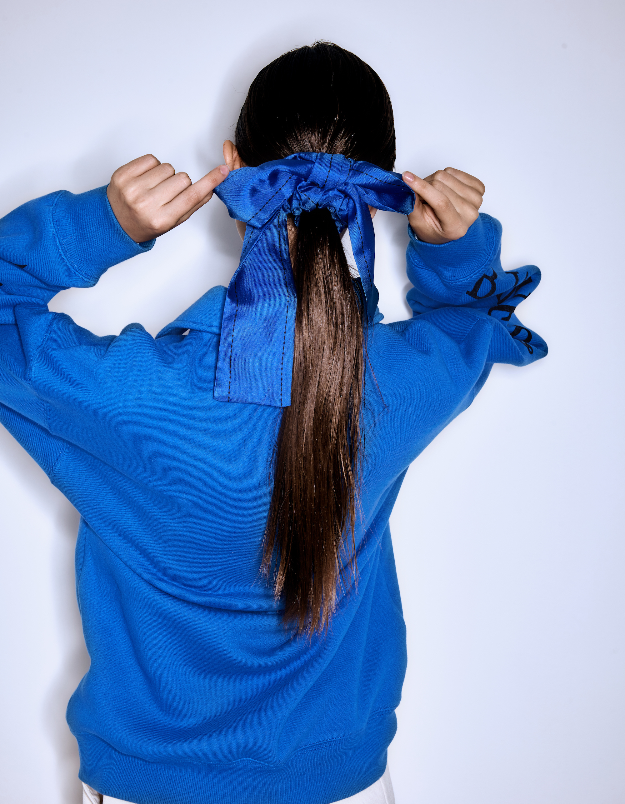 BJC silk hair ribbon - Blue